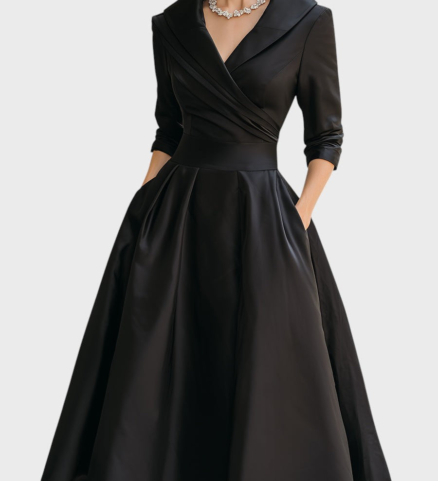 Tereza | Elegantní midi šaty s dlouhými rukávy