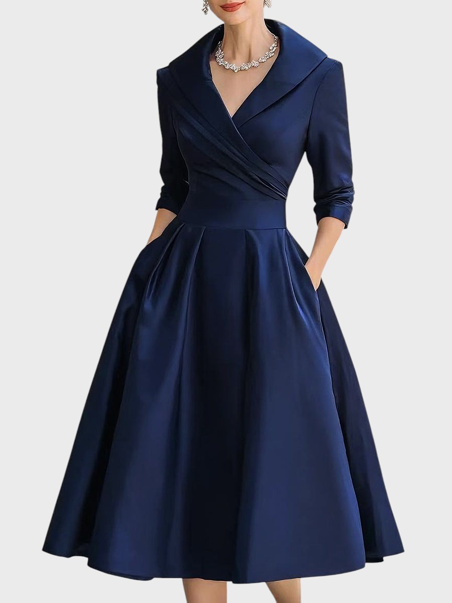 Tereza | Elegantní midi šaty s dlouhými rukávy