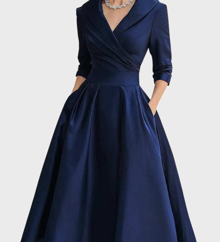 Tereza | Elegantní midi šaty s dlouhými rukávy