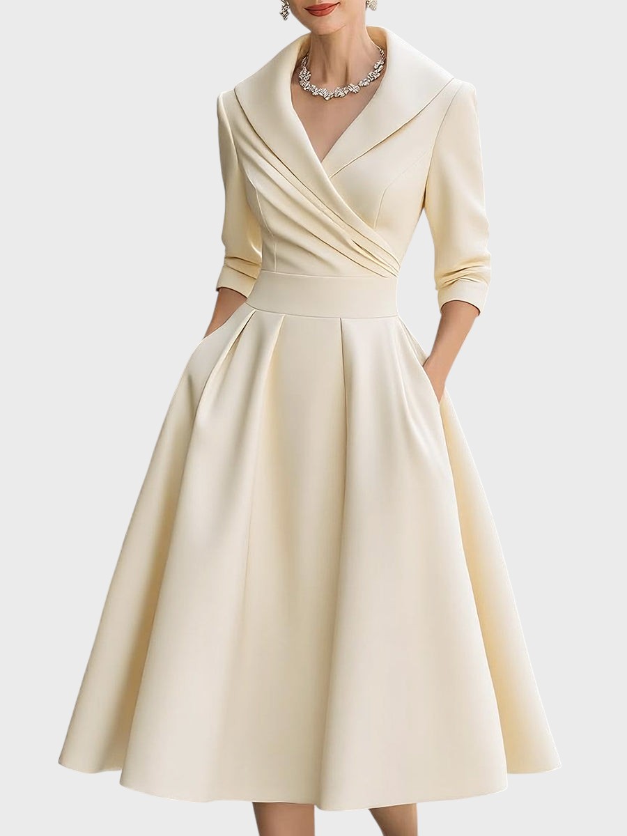 Tereza | Elegantní midi šaty s dlouhými rukávy