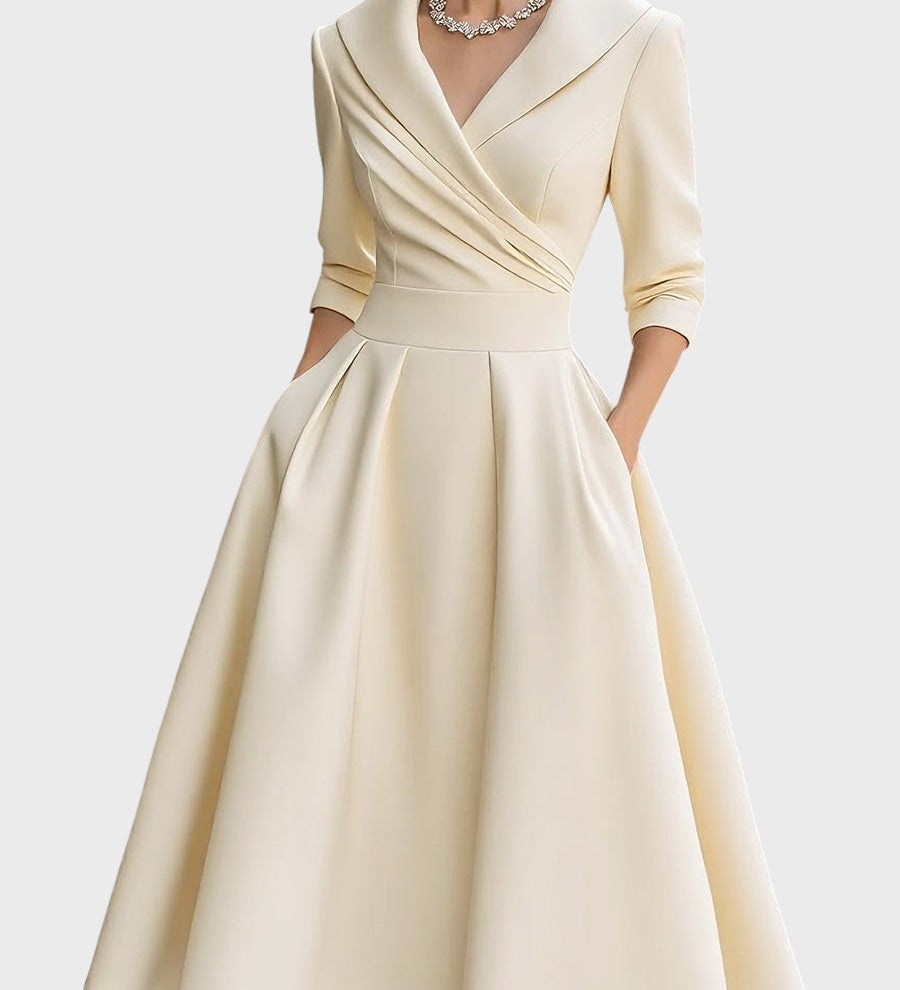 Tereza | Elegantní midi šaty s dlouhými rukávy