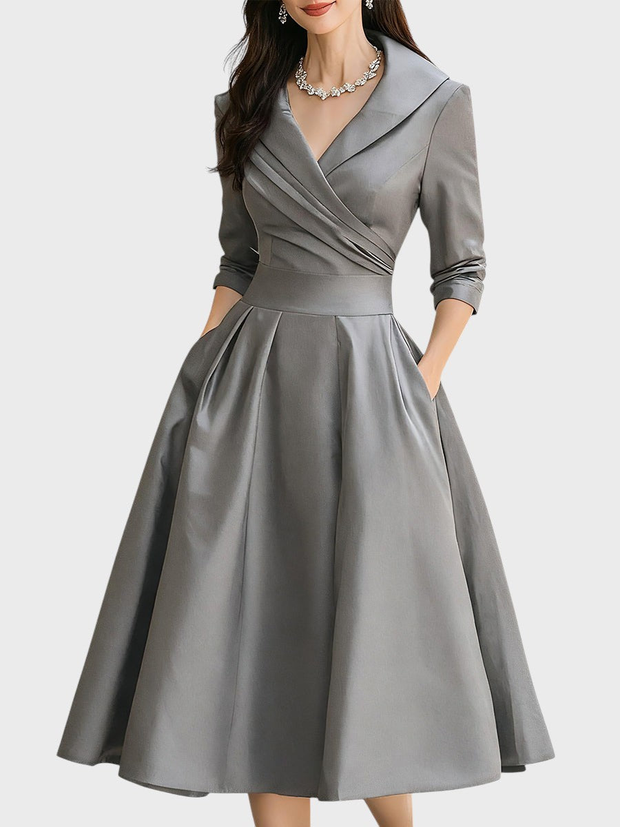 Tereza | Elegantní midi šaty s dlouhými rukávy