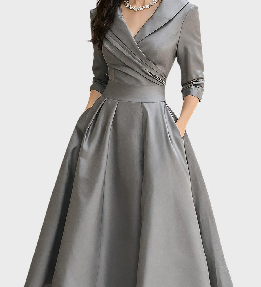Tereza | Elegantní midi šaty s dlouhými rukávy