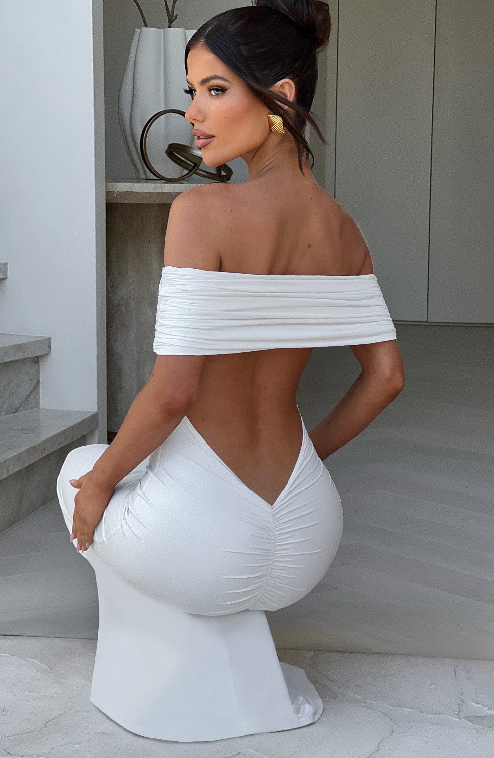 Tindra | Dlouhá šaty Bardot rafinované