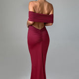 Tindra | Dlouhá šaty Bardot rafinované